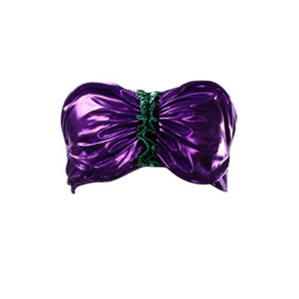 Women's Stage Performance Clothing Set, Strapless Mermaid Bra Tube Tops + Fish Scale Print Fishtail Skirt, S/M/L/XL/2XL