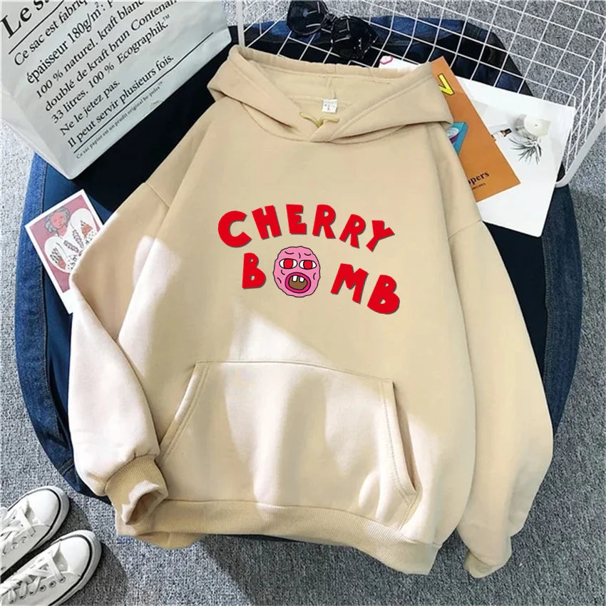 Winter Womens Hoodie The Creator Cherry Bomb Graphic Vintage Hip Hop Sweatshirts Casual Streetwear Unisex Pullover Women Hoodies