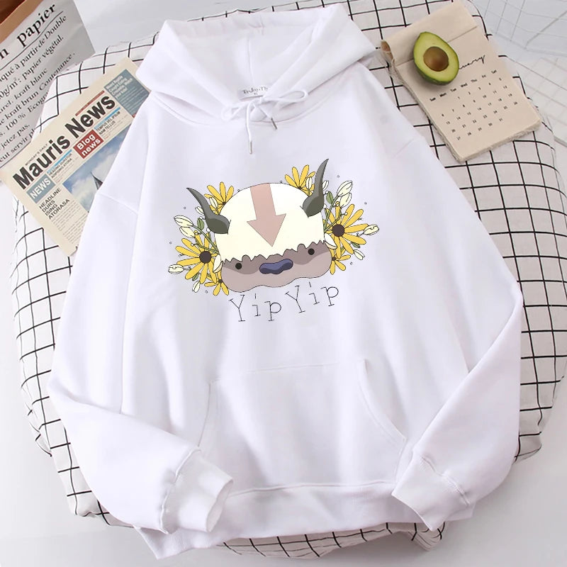 Harajuku Anime Avatar The Last Airbender Hoodies Sweatshirt Men Women Fashion Cartoon Appa Print Winter Casual Loose Men Hoody