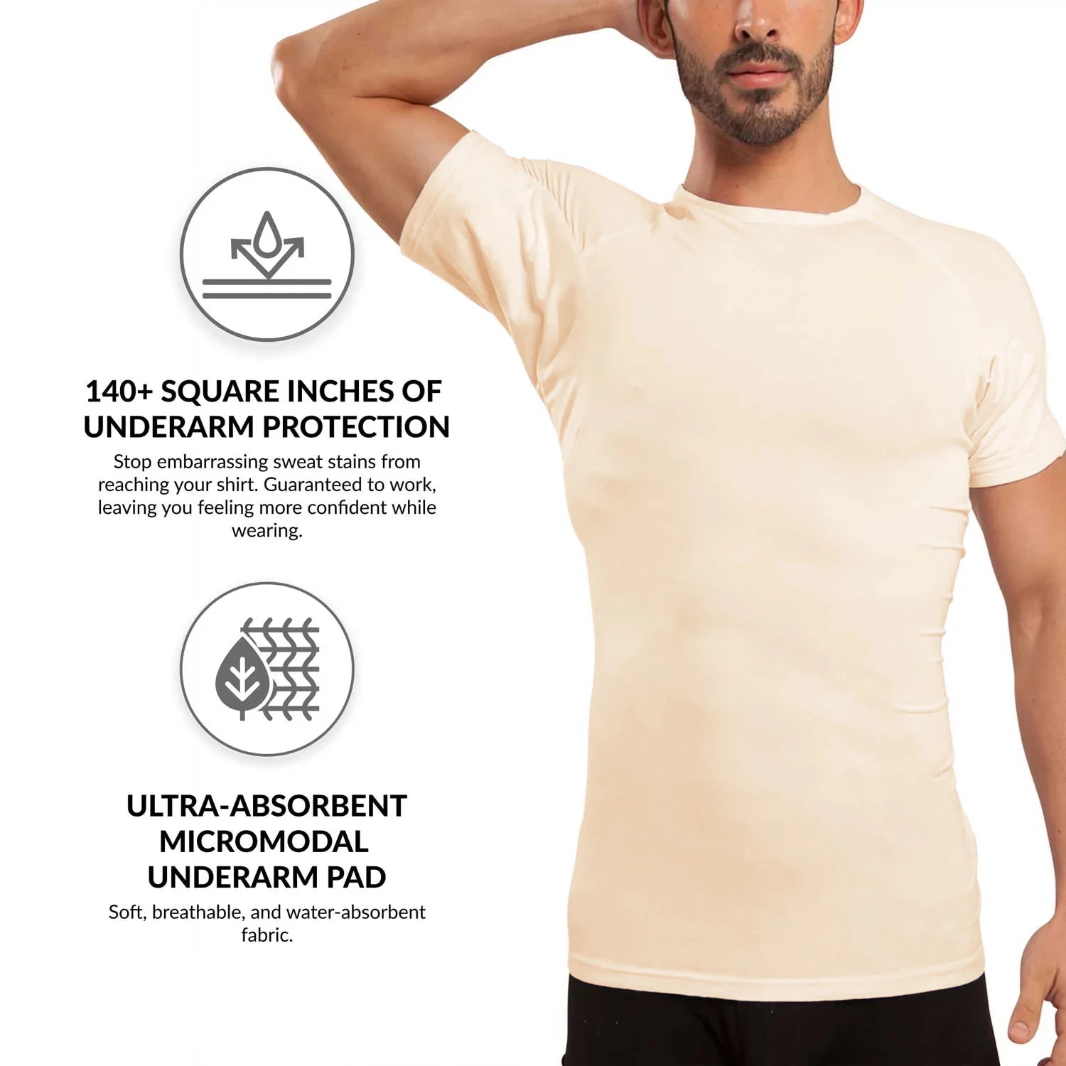 Lightweight Layering System Traps Heat and Moisture Sweatproof Undershirts Tee Shirt Men's Anti Perspiration T Shirt