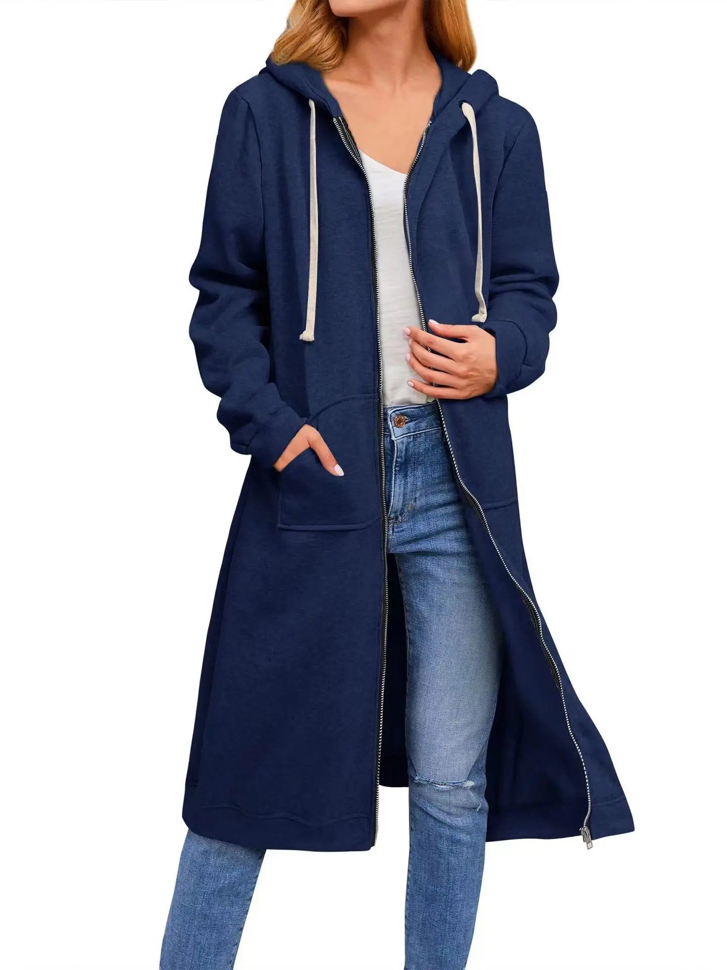 2024 Europe and the United States Amazon independent station autumn and winter cross-border new women's loose zip long cardigan