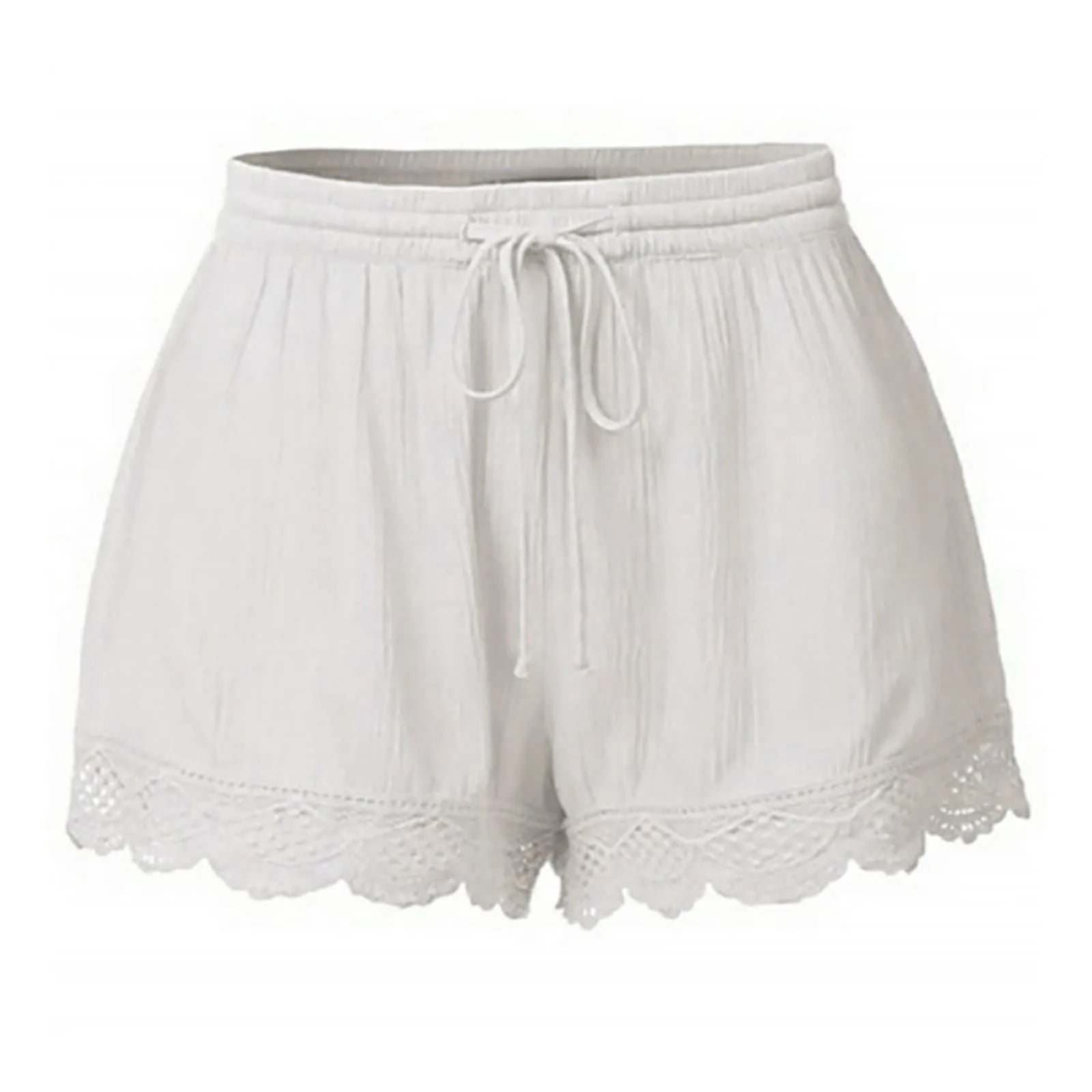 Women Lace Up Shorts Summer Casual Elastic Waist Wide Leg Sweat Fitness Running Short 2024 High Quality Thick Fabric Mini Shorts