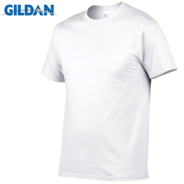 Gildan Brand Summer Casual T-Shirt Men's Short Sleeve Top 100% Cotton Solid Color Sweatshirt Comfortable Breathable Men Clothing