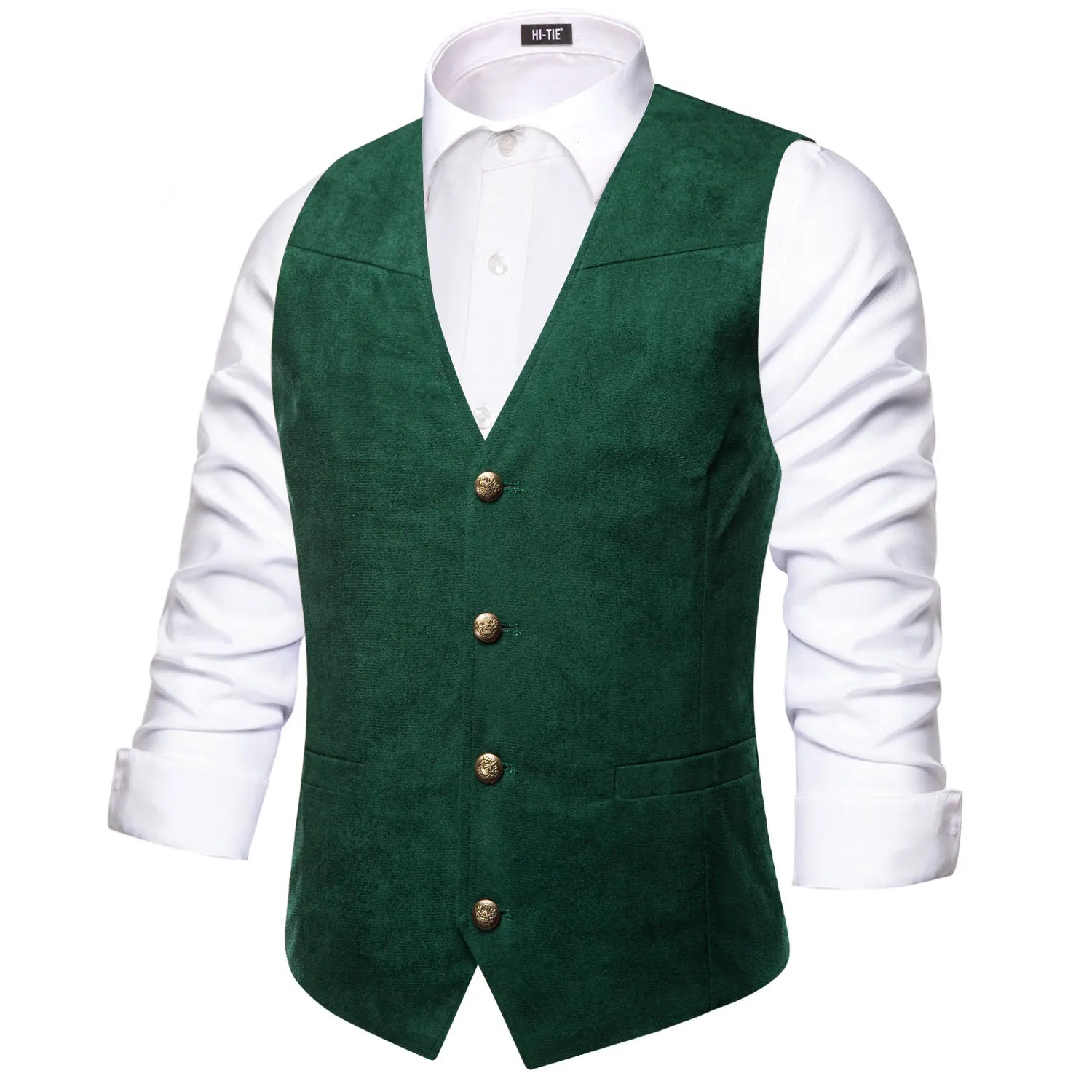 Hi-Tie Luxury Men Vest Suede Fabric Solid Waistcoat Casual Fit High Quality Wedding Business Beige Brown Black Red Green Silvery