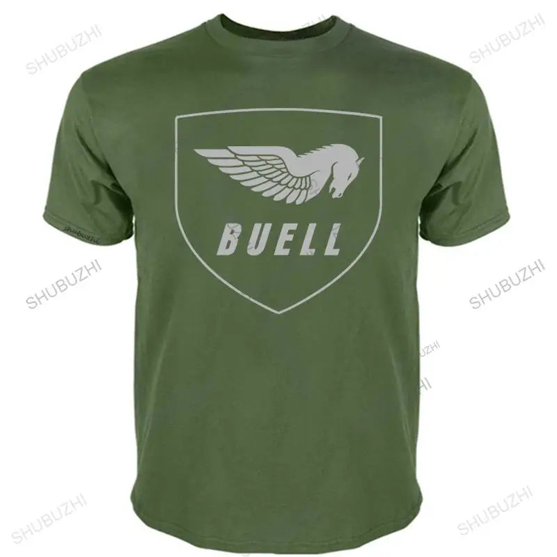 men's summer high quality t shirt Buell Motorcycle Company Logo Loose Size Tee Shirt unisex fashion crew neck t-shirt black