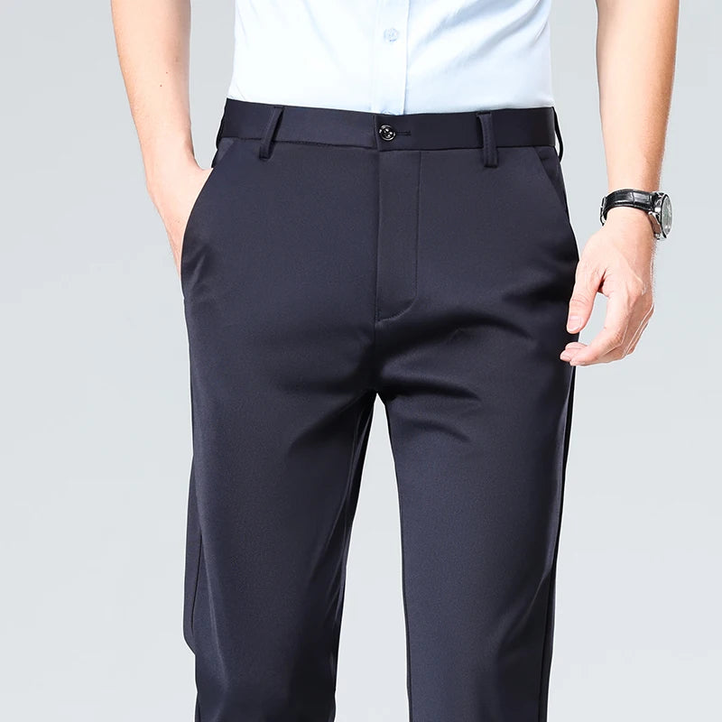 Spring Summer Mens Stretch Casual Pants Classic Business Dress Pants Khaki Suit Pants Formal Dress Pants Male Black Trousers