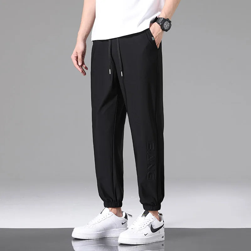 Men Pants Ice Silk Elastic Plus Size 6XL 7XL 8XL Quick Dry Summer Beach Thin Breathable Home Trousers Brand Stretch Lightweight