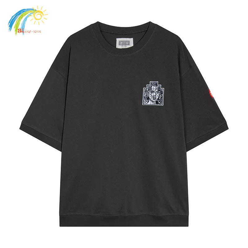Vintage Batik Trapezoidal Logo Embroidery CAVEMPT T Shirt Men Women Oversized Short Sleeves Tee 100% Cotton CAV EMPT C.E T-Shirt