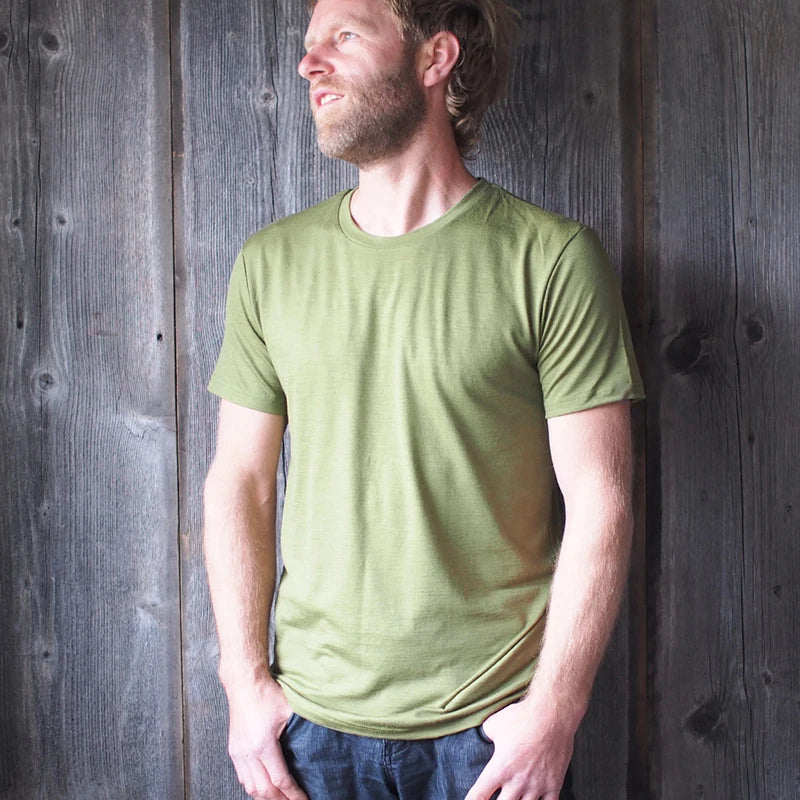 Men's Merino Wool Base Layer Tee T-Shirt 180GSM Wicking Breathable Quick Dry Anti-Odor ASIA Size