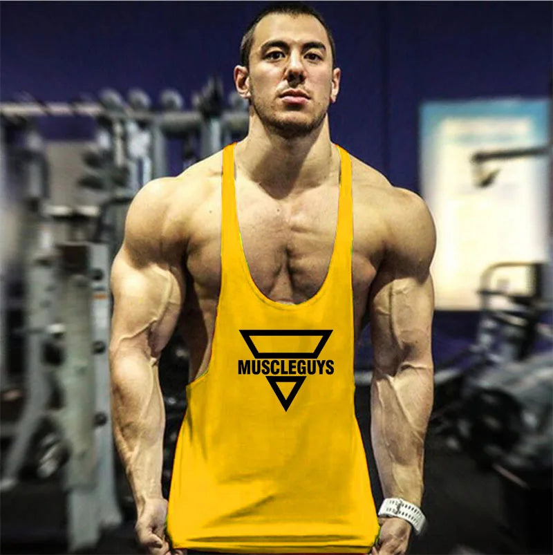 2024 New Bodybuilding Stringer Tank Top Men Fitness Clothing Gyms Shirt Brand Muscle vest Workout Cotton Regatas Masculino