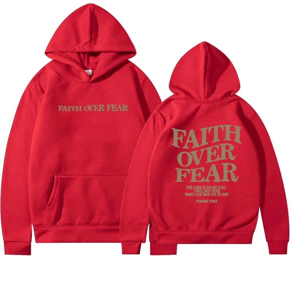 Faith Overcomes Fear - Christian Hooded Sweatshirts Jesus Hoodie Fashion Men Women Hoodies Casual Pullover Hooded Sweater