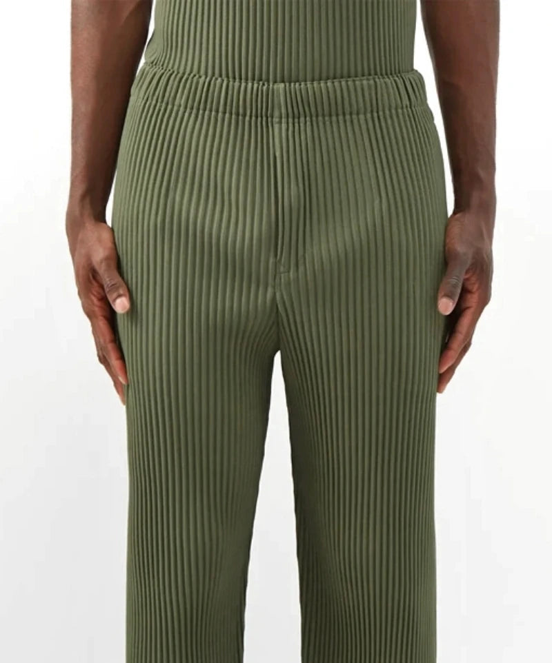 Miyake Pleated Pants Solid Tapered Pants Pencil Pants Four-season Casual Bottoms Japenese Streetwear Miyake Men