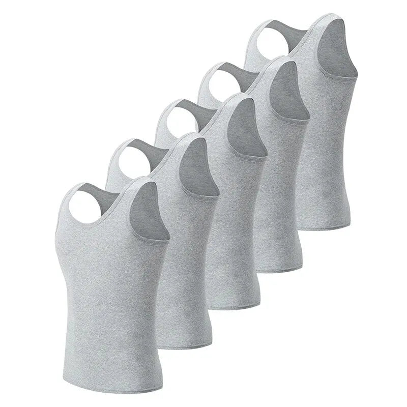 5-piece European and American Size MEN'S Cotton-based Simple Joker Vest plus Size Fitness Sleeveless T