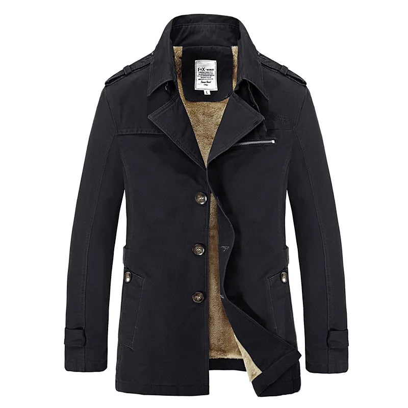 2022 Brand Business Casual Long Section Winter Jacket Men Trench Coat Fashion Windbreaker Mens Overcoat Warmth Plus Size M-5XL