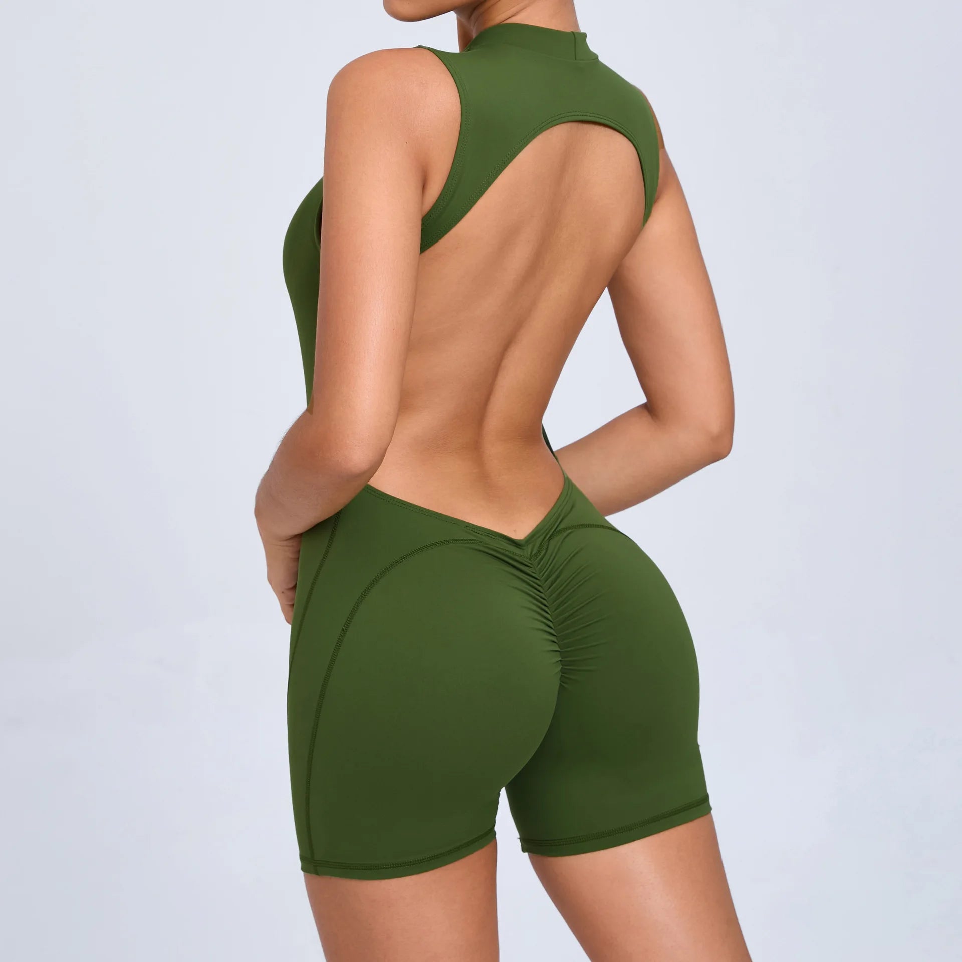 Sexy Hollow Scrunch Bodycon Short Jumpsuit Playsuit Raises Butt Women Monkeys Sleeveless Fitness Yoga Overalls Gym Women Romper