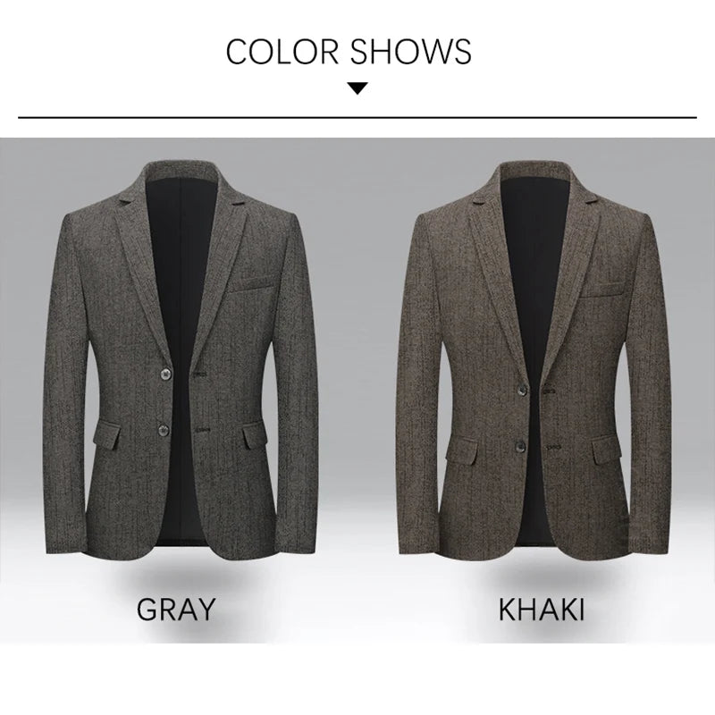 BROWON Brand Spring Autumn Forml Blazers for Men Slim Fit Two Button Fly Mens Suits Luxury Designer Wedding Coat Over Size