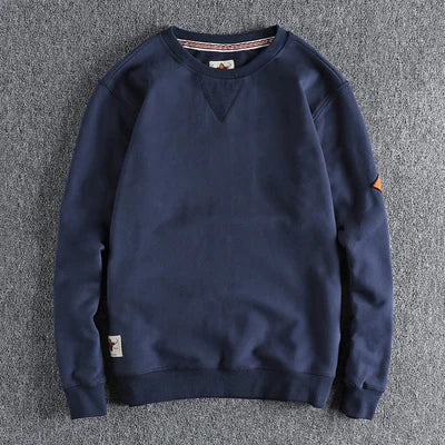 Spring American Retro Sleeve Applique Badge Sweatshirts Men's Fashion 100% Cotton Washed Hoodies Casual High Quality Pullovers