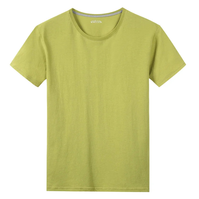Summer New Men's 100% Cotton T-Shirt Solid Color Soft Touch Fabric Men's Basic Tops Tees Casual Men Clothing Fashion Tops Tees
