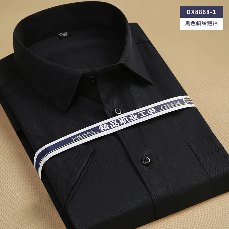 6XL7XL8XL men's short-sleeved shirt Spring/Summer thin Business casual high quality no-iron fashion cotton plus-size solid color