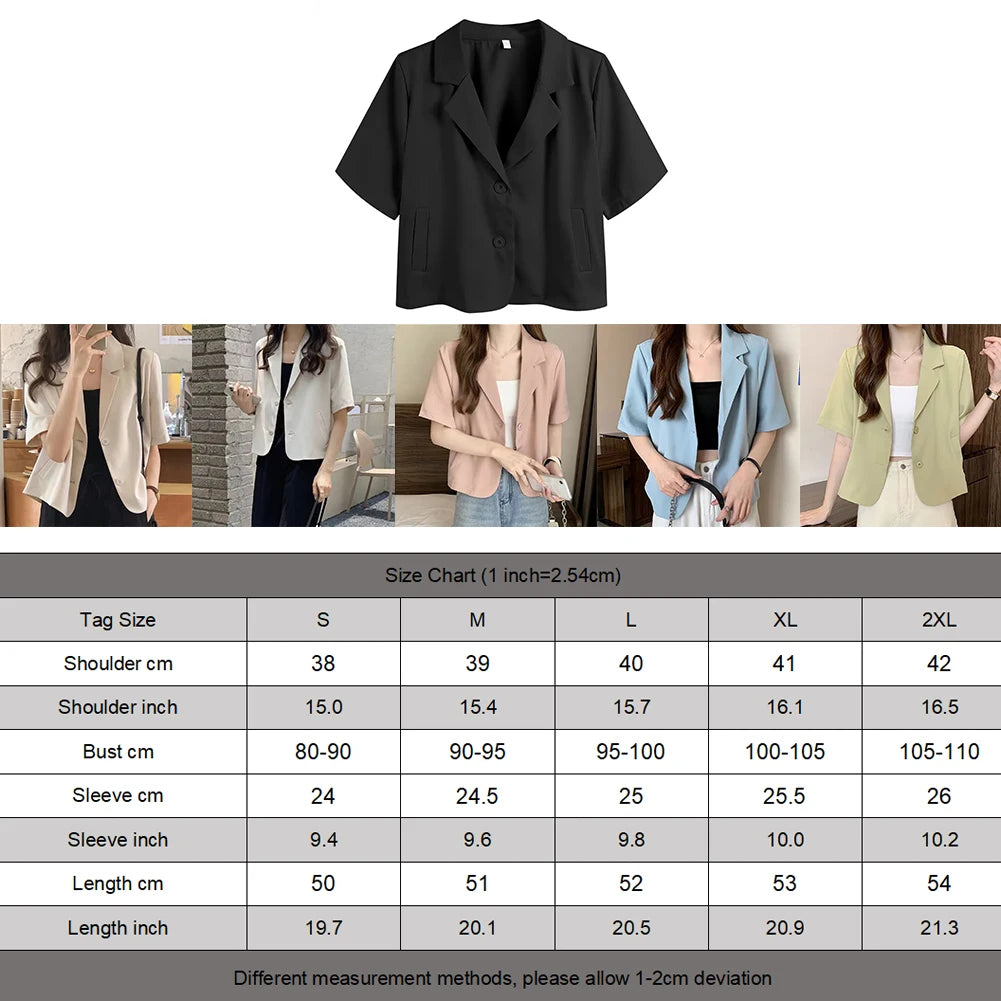 Summer Blazers Women Simple Leisure Loose Korean Style Youth Single Breasted Ladies Temperament Simple Fashion Classic