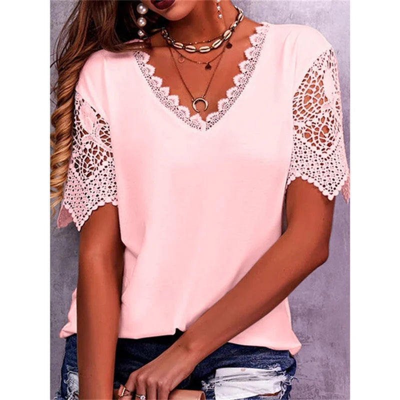 Summer Vintage Lace Trendy White Women Shirts Casual Elegant Chic Oversized Blouses Solid Color Streetwear Tops Women Clothing