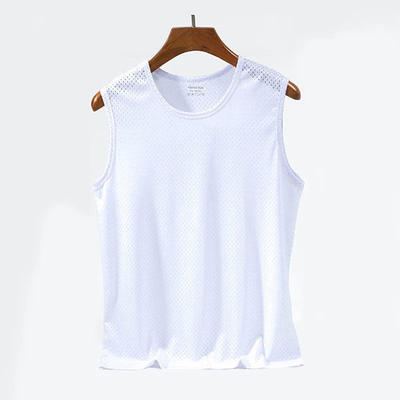 Summer Mesh Tank Top Men Gym Fitness Quick Dry T-shirt Mens Clothing Slim Fit Bodybuilding Sleeveless Shirts Men Basketball Vest
