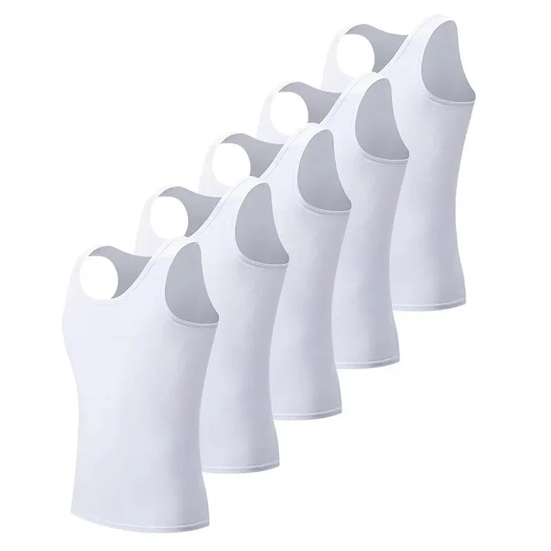 5-piece European and American Size MEN'S Cotton-based Simple Joker Vest plus Size Fitness Sleeveless T