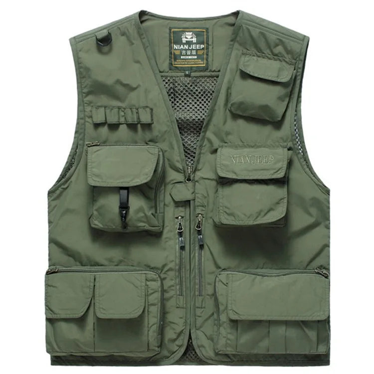 Waistcoat Vest Jacket Men Multi-Pocket Classic Summer Outdoor Work Safari Fishing Travel Photo Vest with Pockets Sleeveless Coat